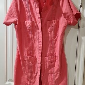 Pink Button-Up Mini Dress